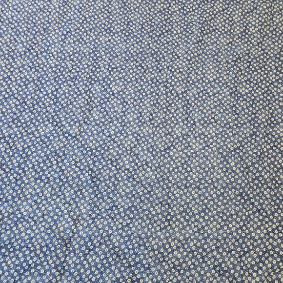 Vintage 70s Dresden Plate Wheel Quilt Blue Floral Backing 70 X 80" Blue Yellow - Picture 5 of 8